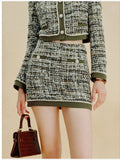 Embellished Tweed High Waisted Mini Skirt