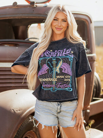 Guitar Graphic Loose Fit T-Shirt