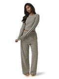 Cozy Striped Ribbed Lounge Pants Set