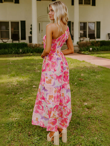 One Shoulder Floral Maxi Dress