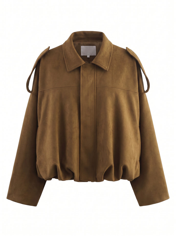 Oversized Suede Bubble Hem Jacket