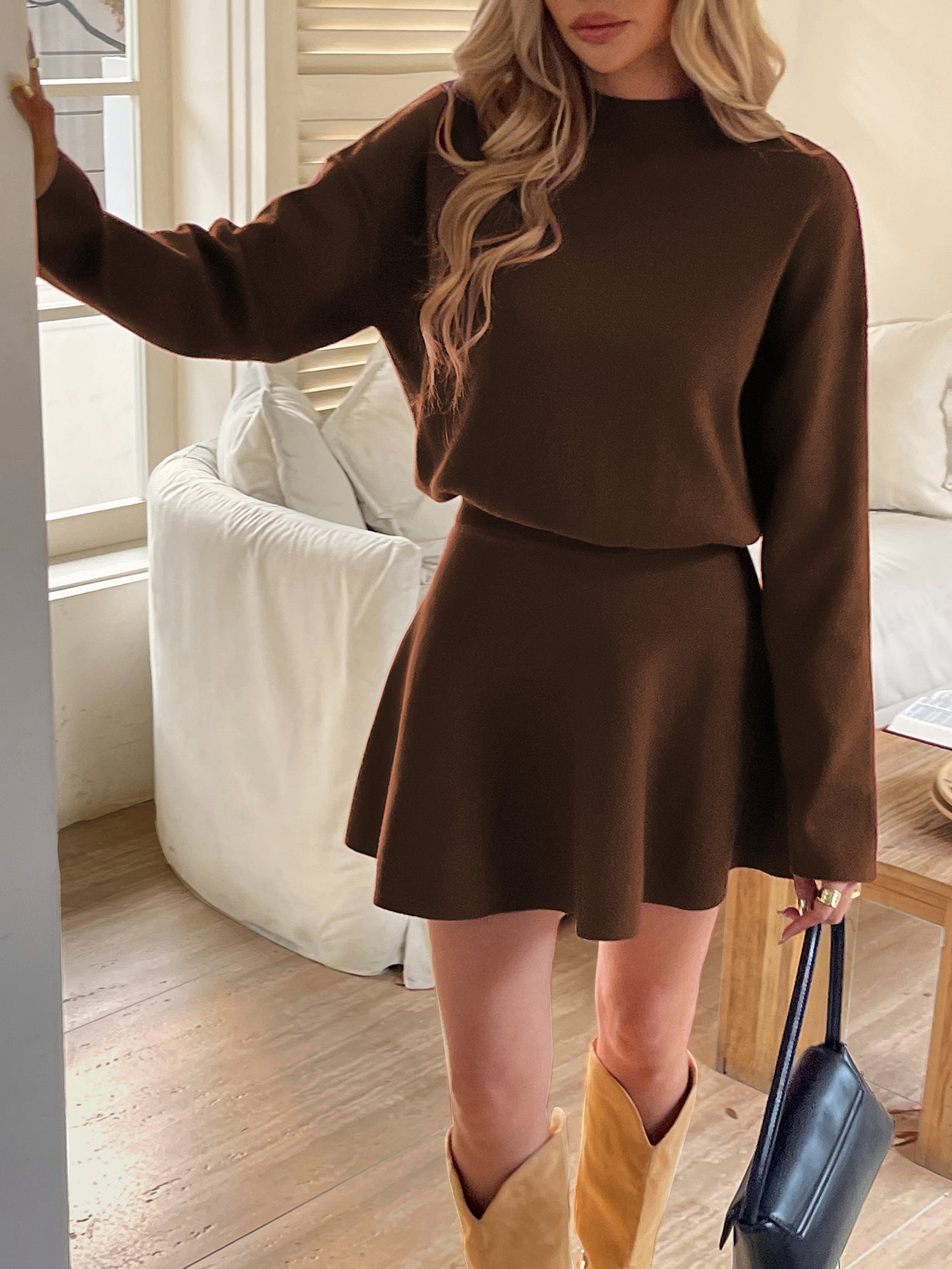 Cozy Long Sleeve Knit Mini Dress