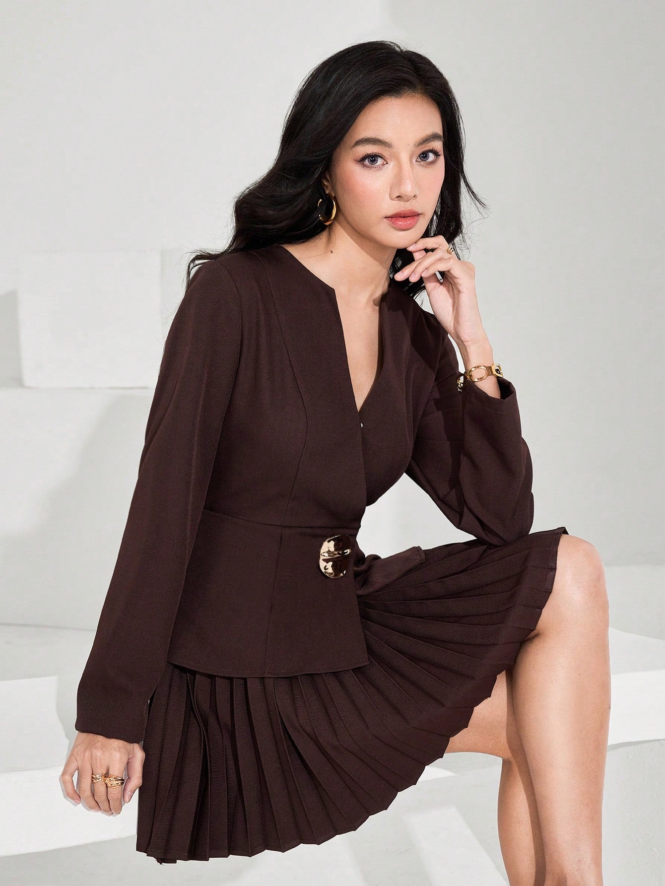 Elegant Pleated High Waist Mini Skirt