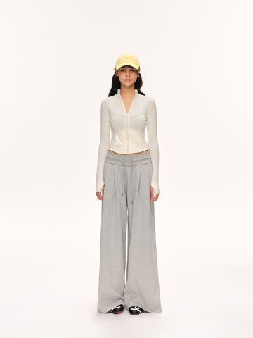 Low Rise Drawstring Wide Leg Pants