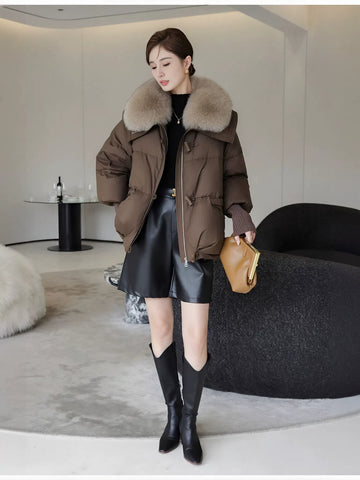 Faux Fur Collar Puffer Jacket