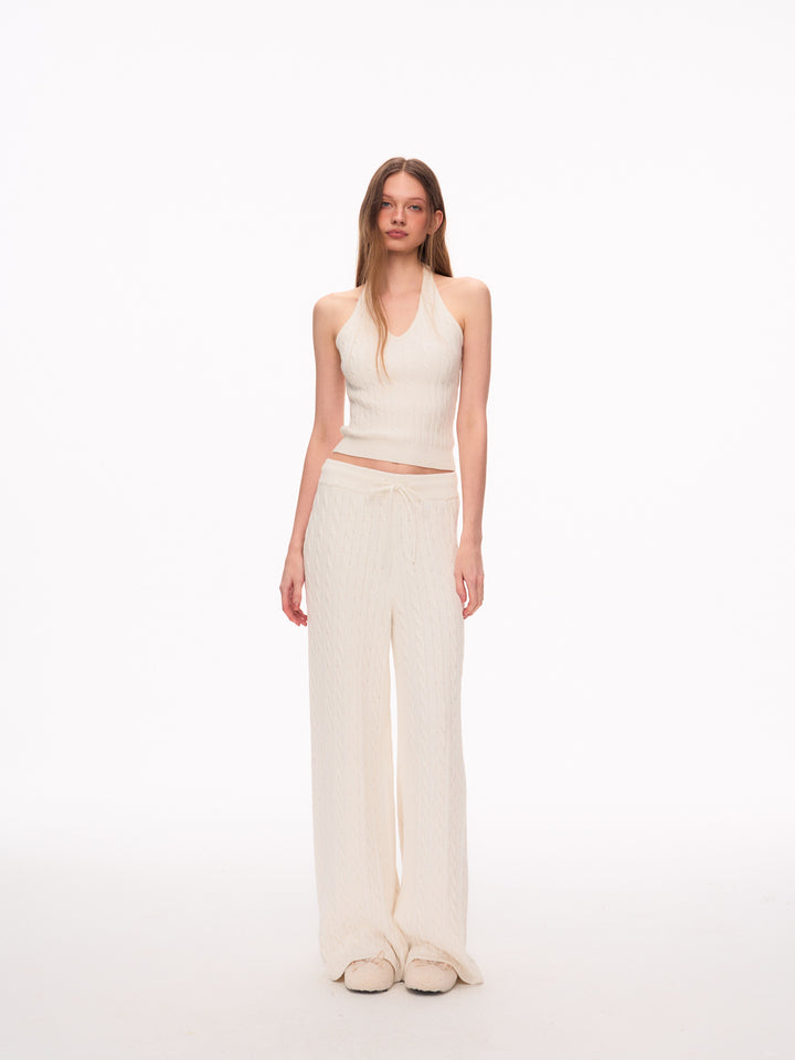 Cozy Cable Knit Wide Leg Pants