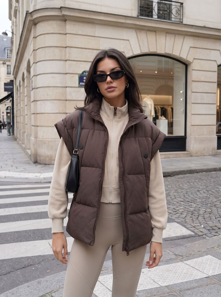 Oversized Padded Stand Collar Vest