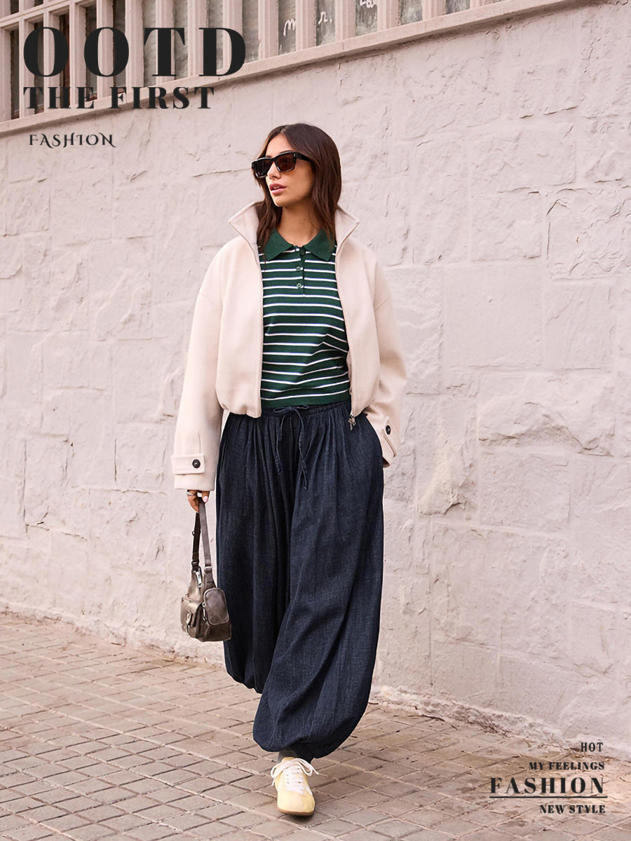 High Waisted Loose Denim Pants
