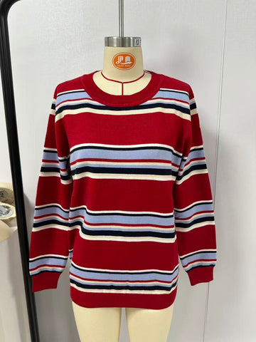 Casual Striped Crewneck Knit Sweater