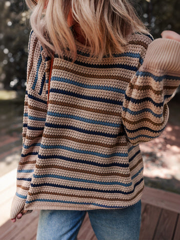 Cozy Striped Lightweight Crewneck Sweater