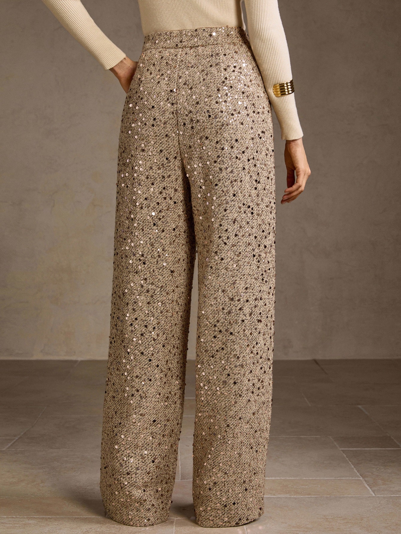 Sparkly High Waisted Wide Leg Pants