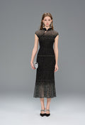 Shimmering Pleated High Waist Midi Skirt