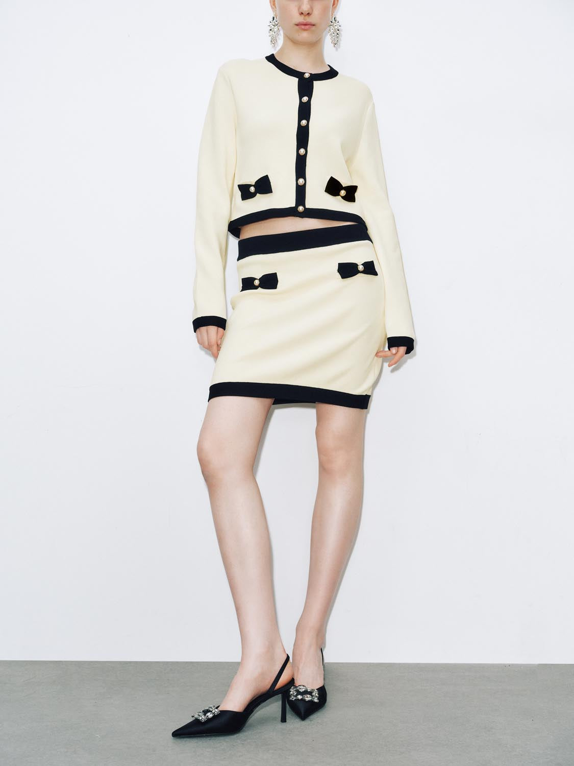 Urban Revivo Knitted Mini Skirts-Nude Beige