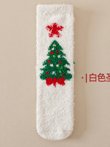 Cozy Plush Christmas Tree Socks
