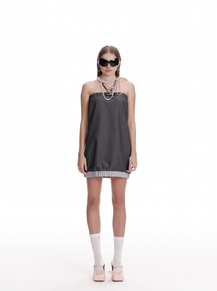 Strapless Bubble Hem Mini Dress