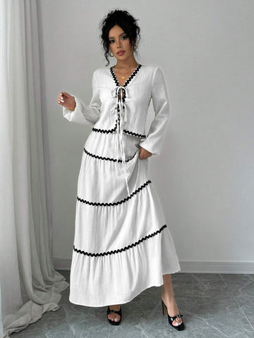 Boho Tie Front Tiered Skirt Set