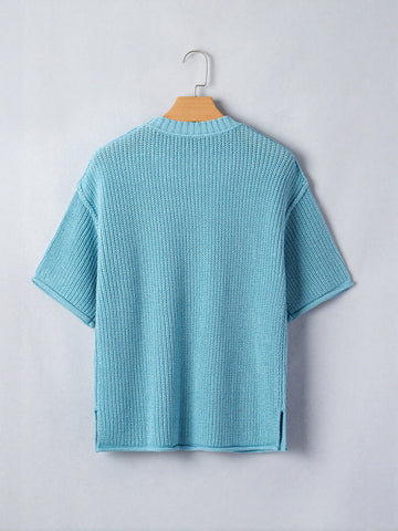 Oversized Ribbed Knit Short Sleeve Sweater
