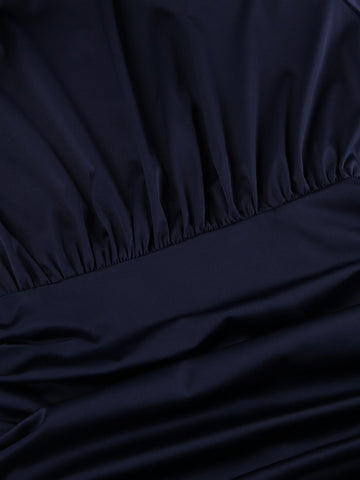 Padded Shoulder Ruched Mini Dress