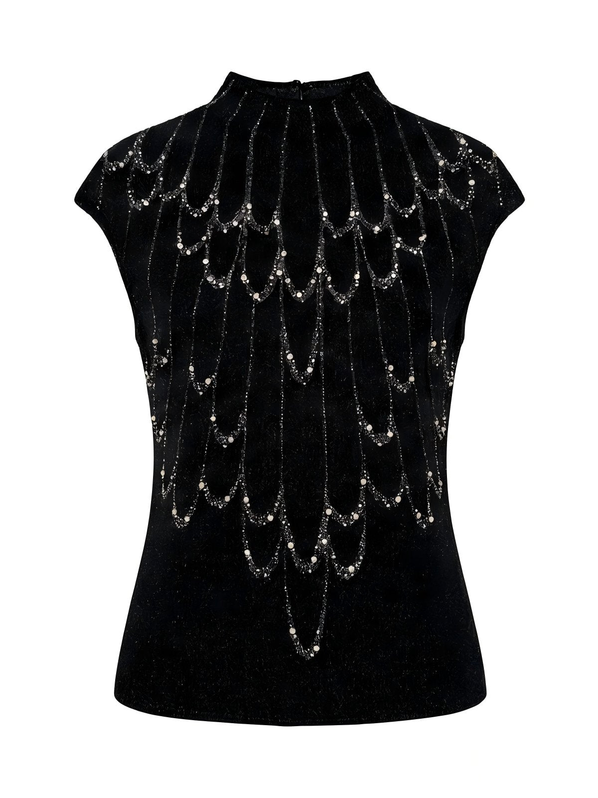Embellished Shimmer Mock Neck Sweater