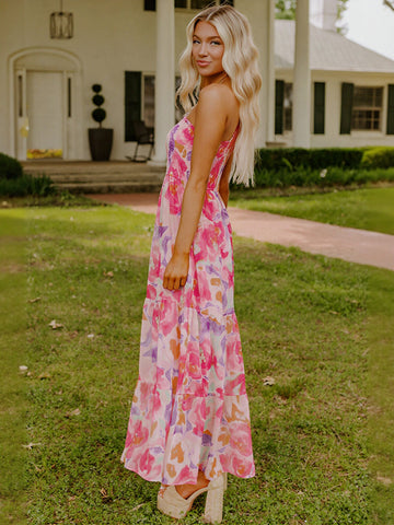 One Shoulder Floral Maxi Dress