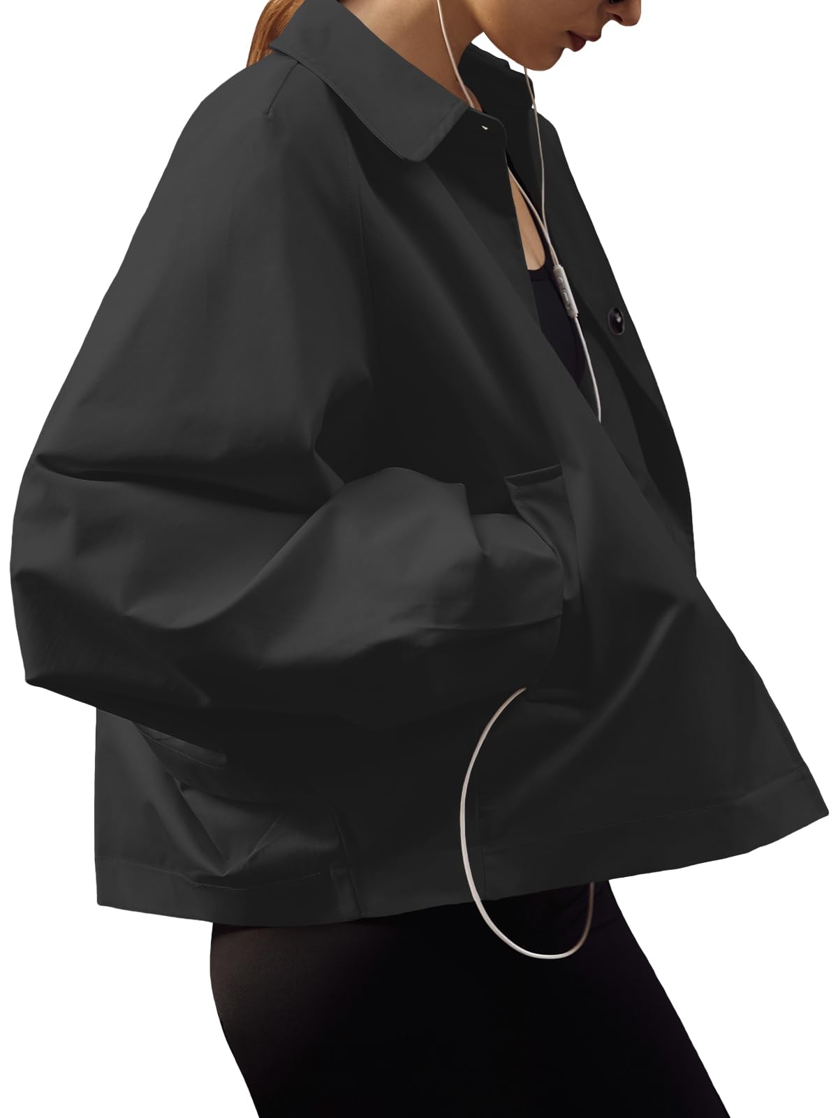 Oversized Batwing Sleeve Faux Leather Jacket