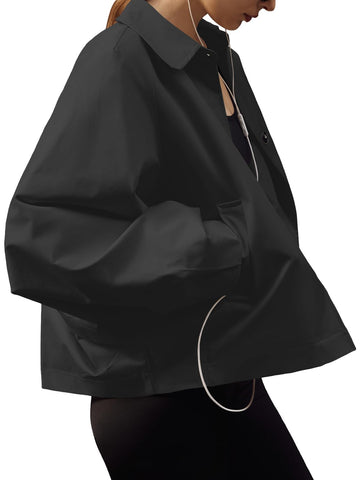 Oversized Batwing Sleeve Faux Leather Jacket