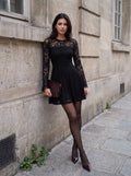 Elegant Long Sleeve Lace Mini Dress