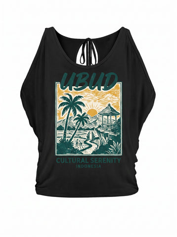 Graphic Cold Shoulder Relaxed T-Shirt
