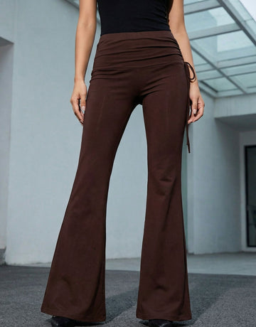 High-Waisted Drawstring Flare Pants