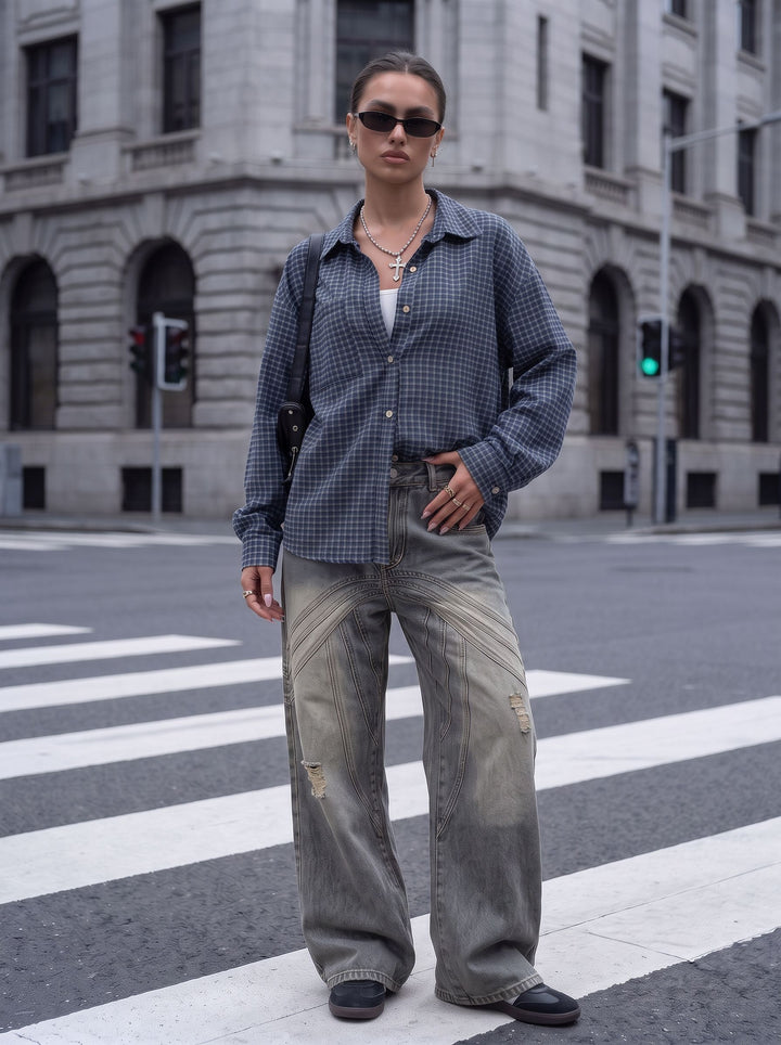 Oversized Plaid Button Down Shirt