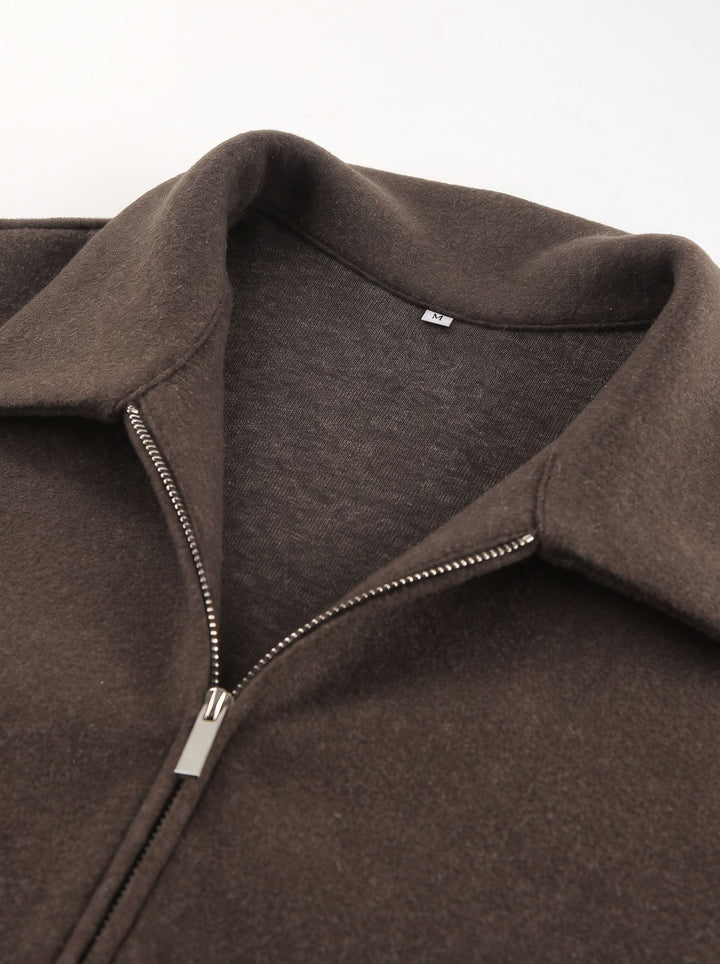 Cropped Minimalist Brown Wool Jacket