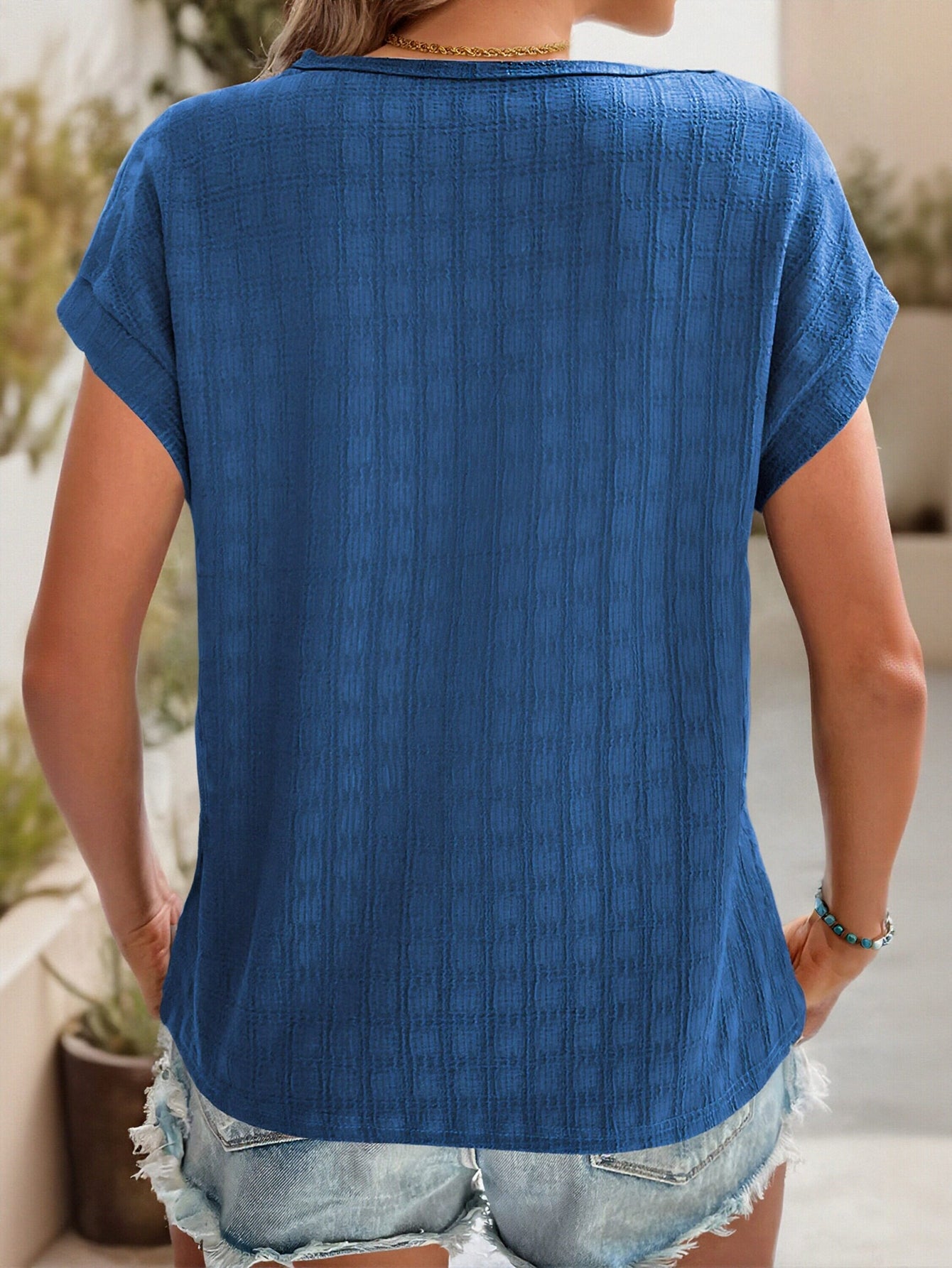 Textured Casual Relaxed Fit T-Shirt