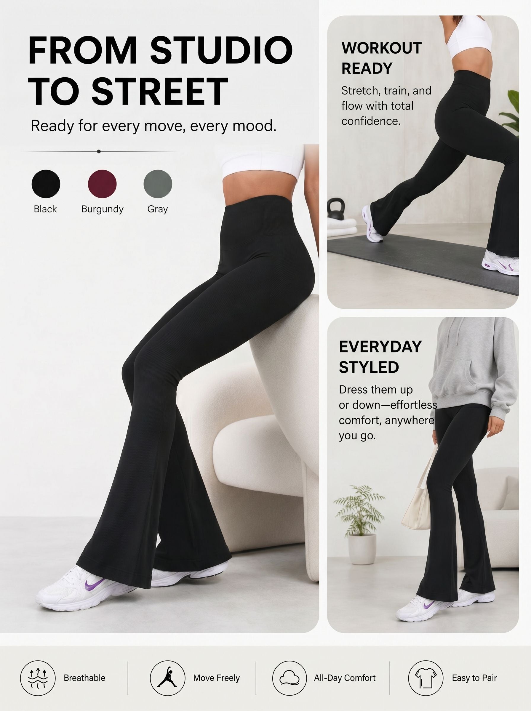 High Waisted Sculpting Flare Yoga Pants