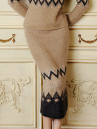 Cozy Fair Isle Knit Midi Skirt