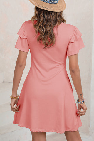 Ruffled Sleeve Casual Mini Dress