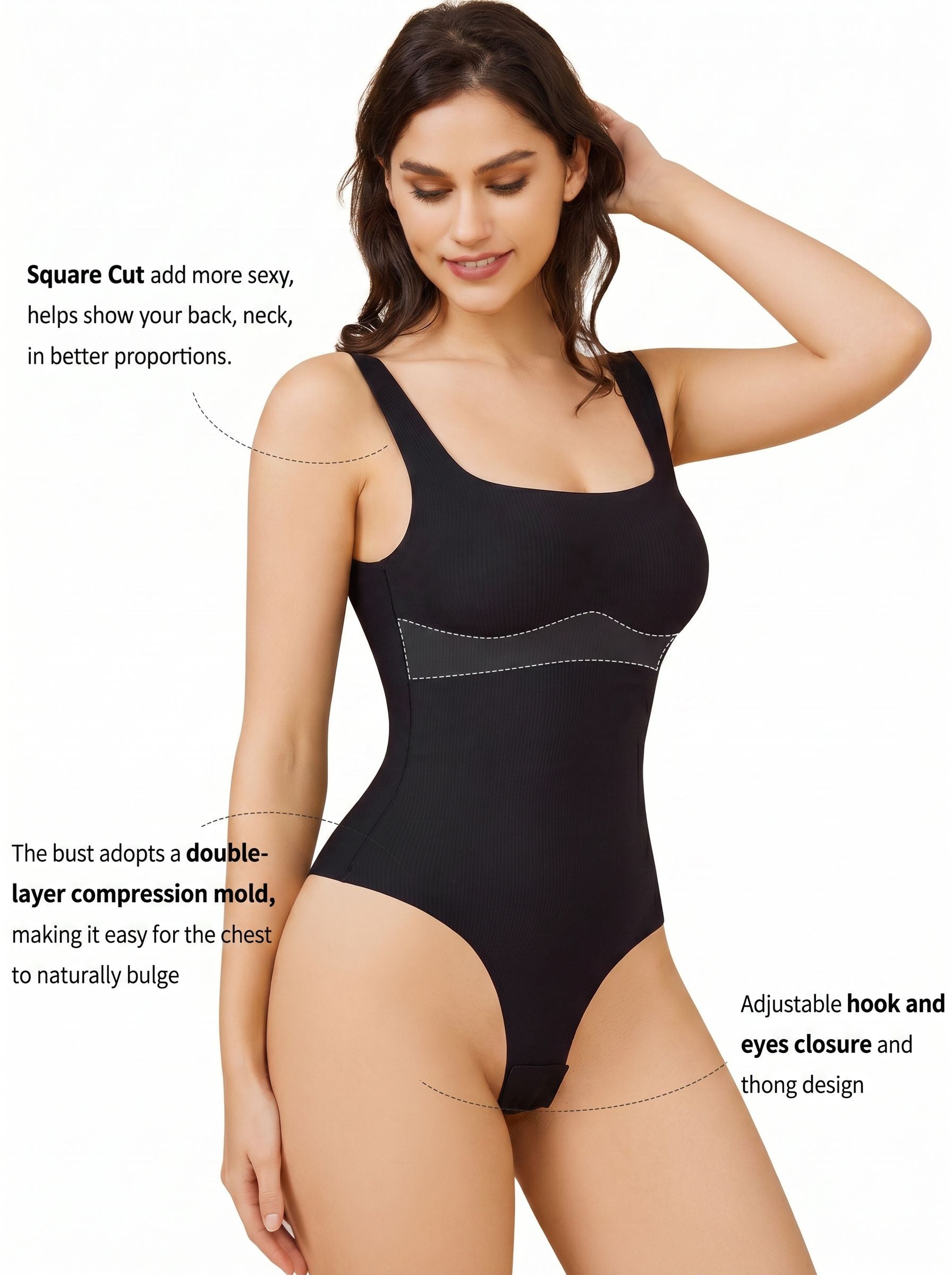Sculpting Ribbed Square Neck Bodysuit Dress