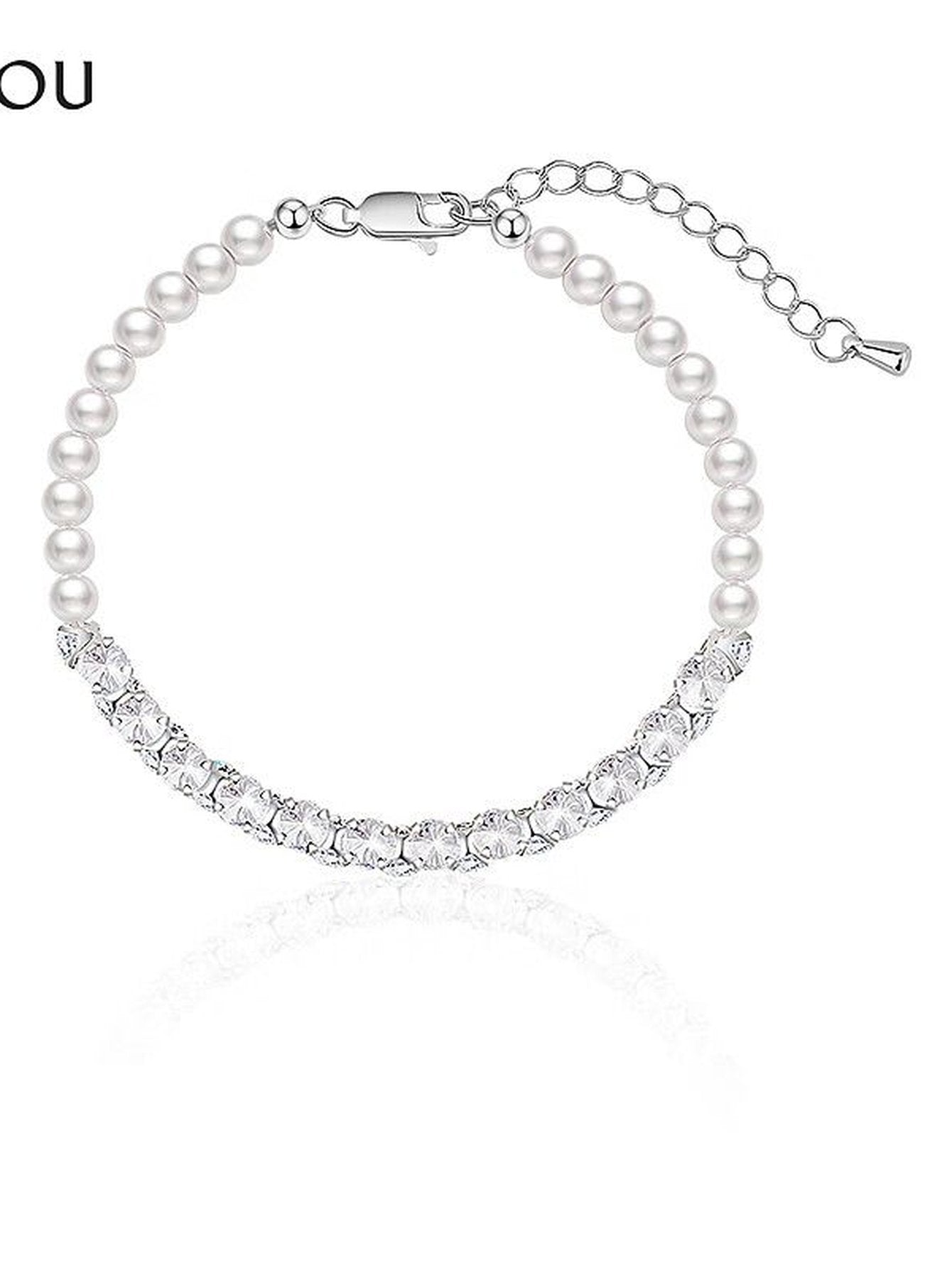 Elegant Pearl Cubic Zirconia Bracelet