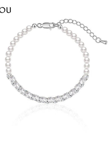 Elegant Pearl Cubic Zirconia Bracelet