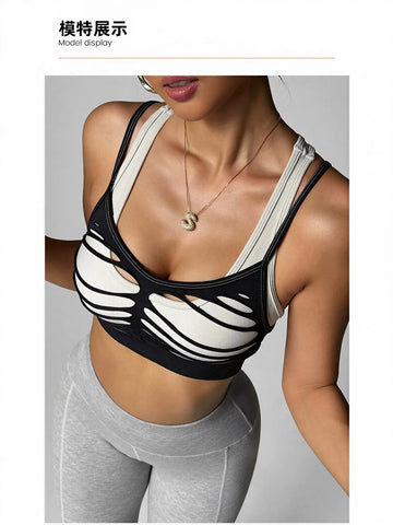 Layered Cutout Seamless Yoga Tank Top