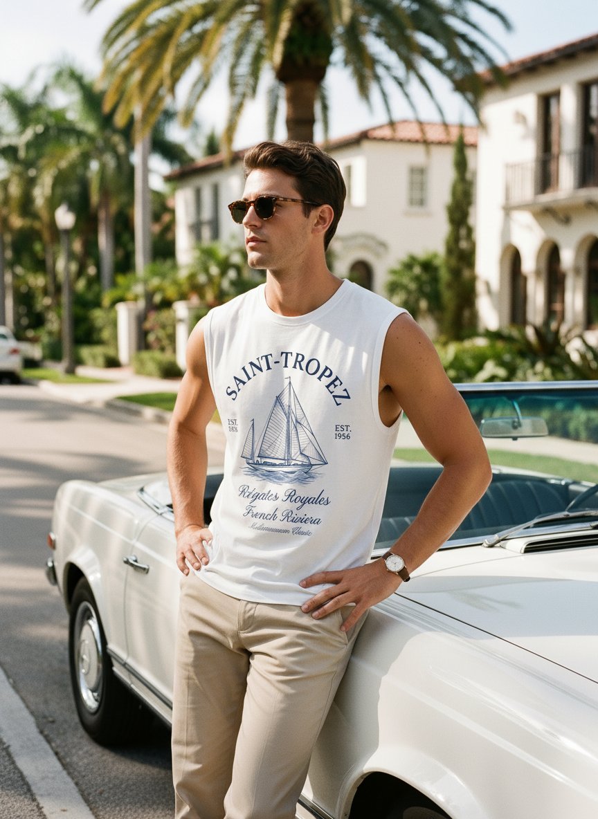 Coastal Graphic Print Muscle Tank Top