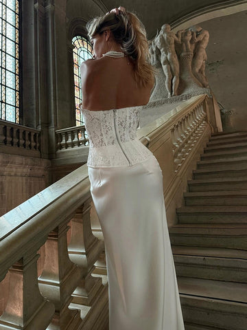Elegant Lace Corset Maxi Skirt Set