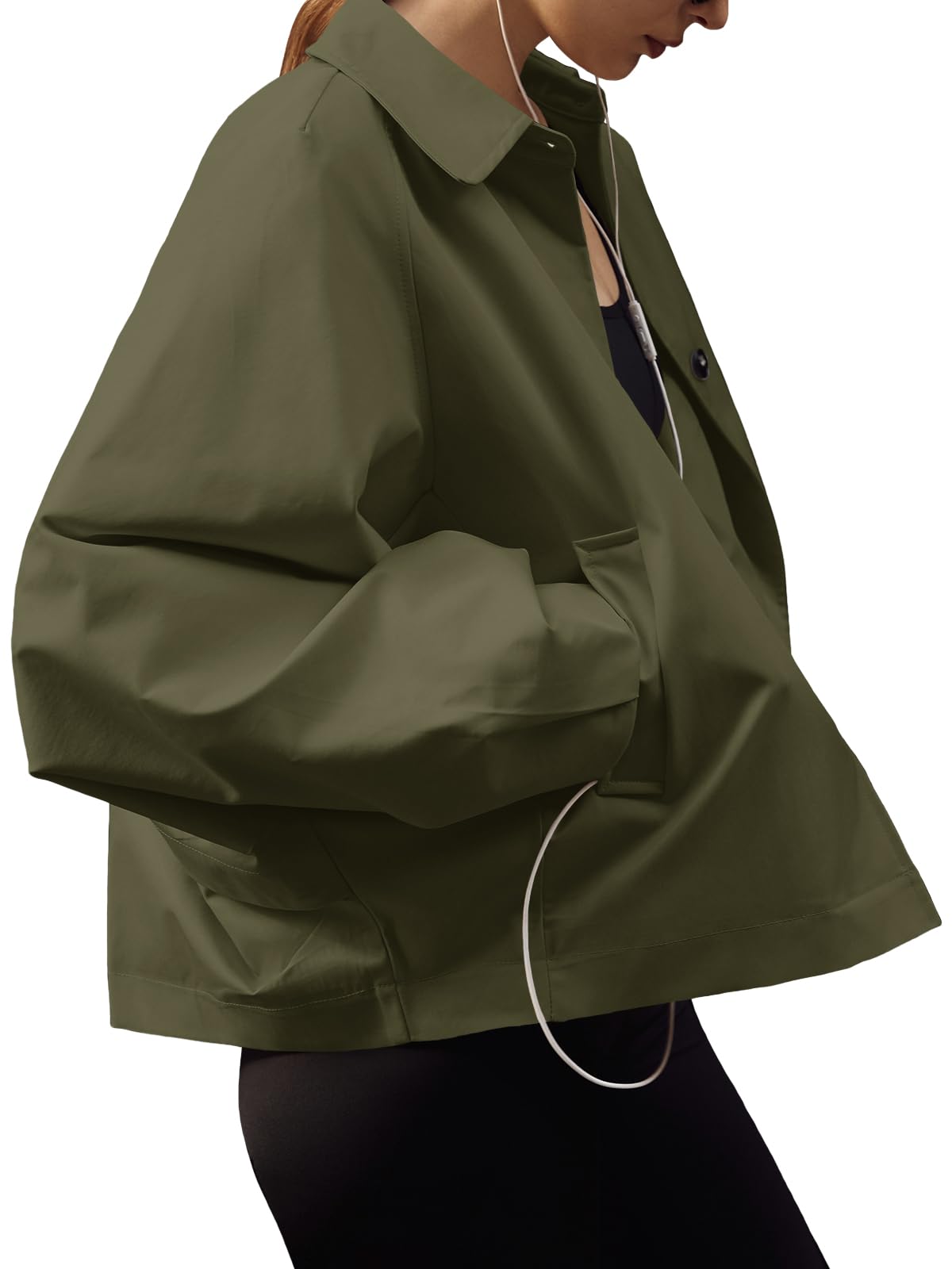 Oversized Batwing Sleeve Faux Leather Jacket