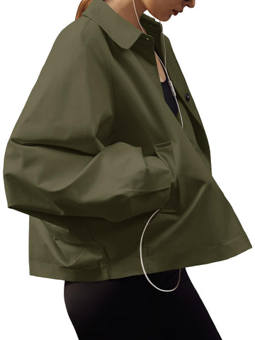 Oversized Batwing Sleeve Faux Leather Jacket