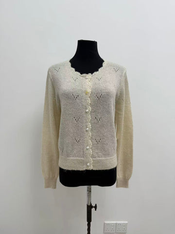 Pointelle Knit Button Up Cardigan