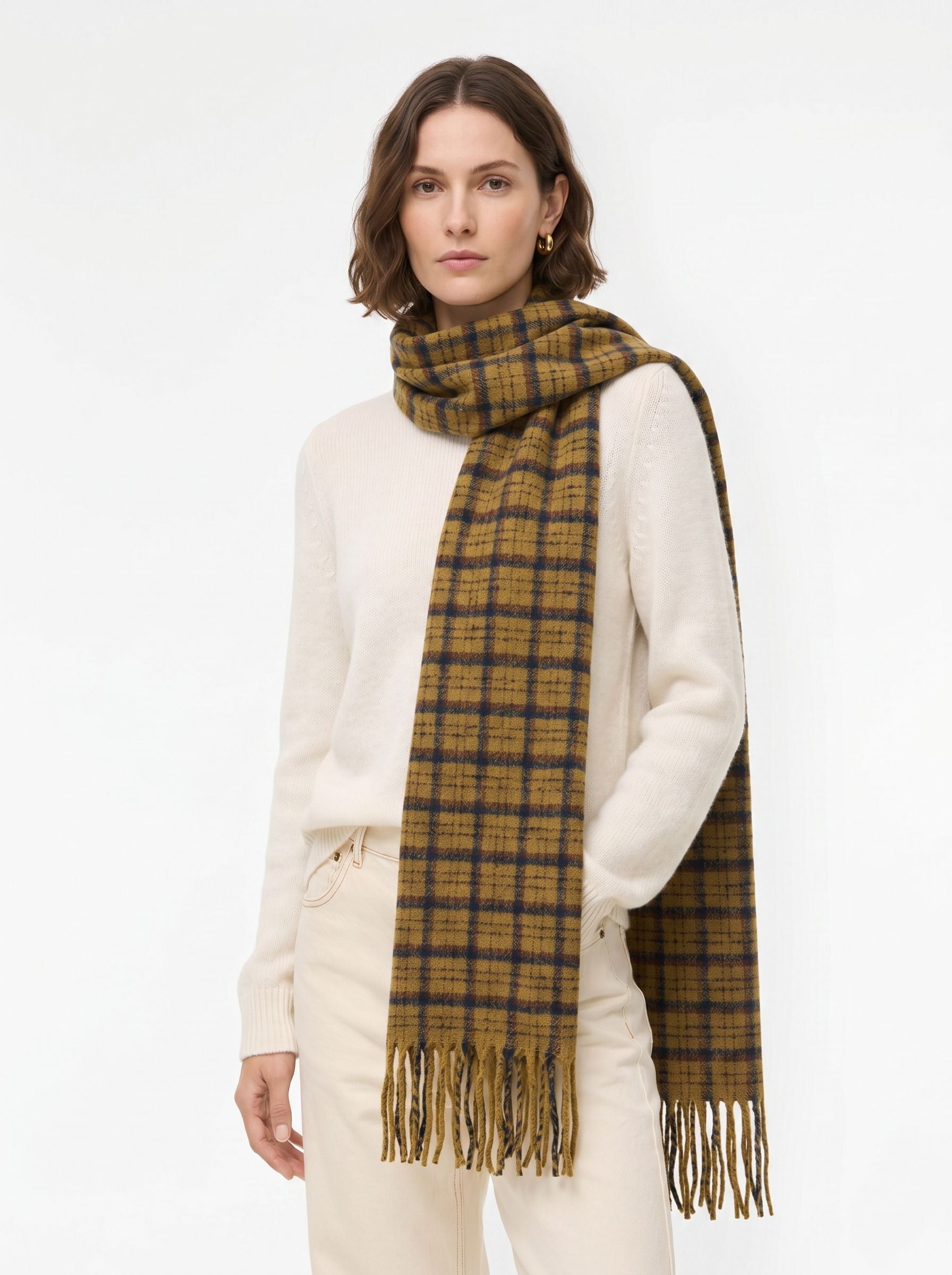 Cozy Plaid Brushed Wool Scarf