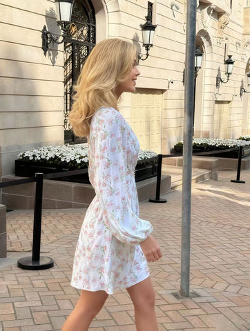 Floral Print Button Front Mini Dress