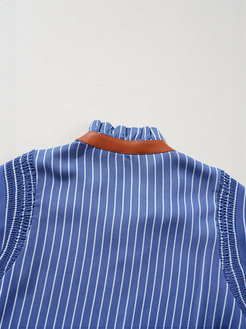 Ruffled Sleeve Striped Mini Dress