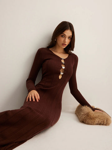 Cutout Ribbed Knit Maxi Dress