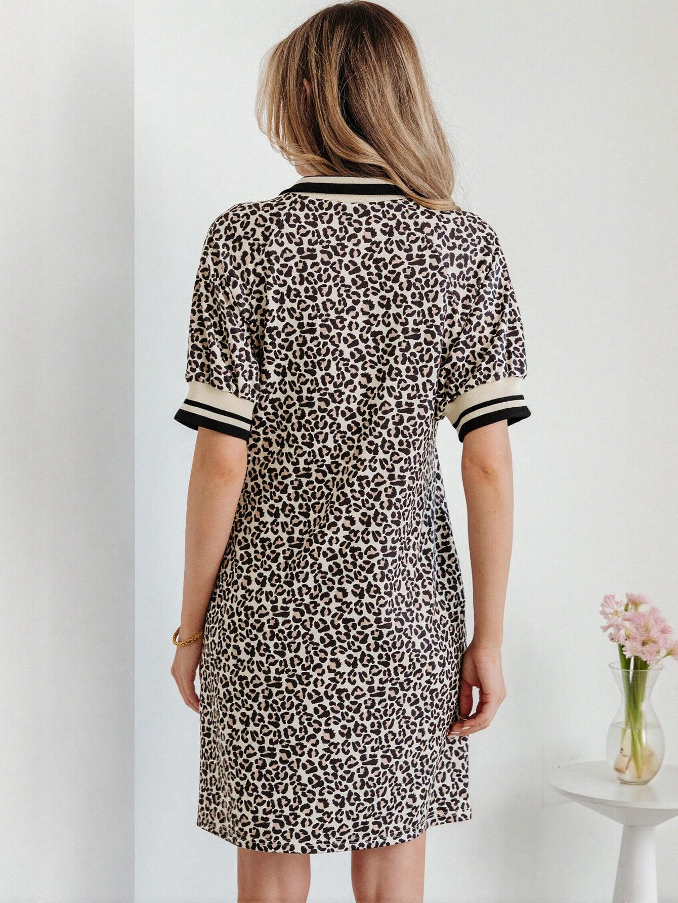 Leopard Print Zip Neck Dress