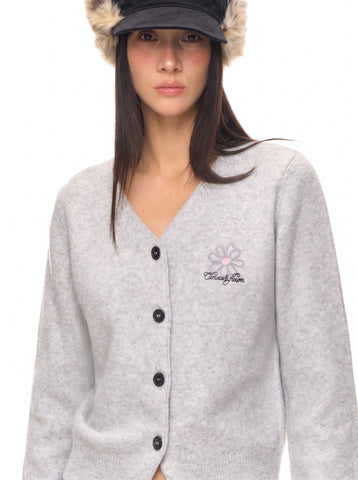 Embroidered Floral Button Up Cardigan